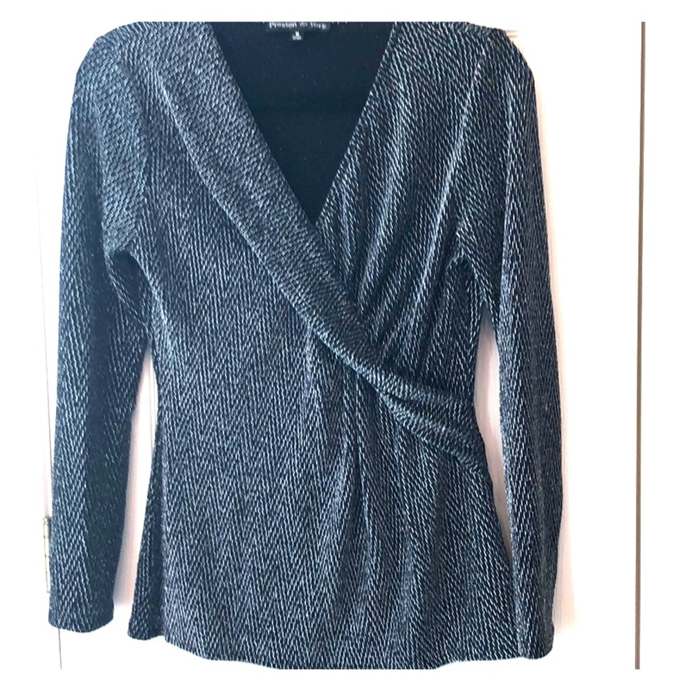 NWOT black and silver blouse